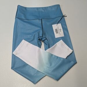 NWT ZYIA Active Teal Venom Metallic Ombré Light-N-Tight High-Rise Size 4